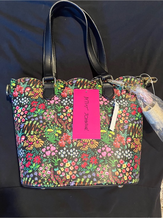 Betsey Johnson Handbags - Betsey Johnson Black Floral Multicolor Shopper Tote
